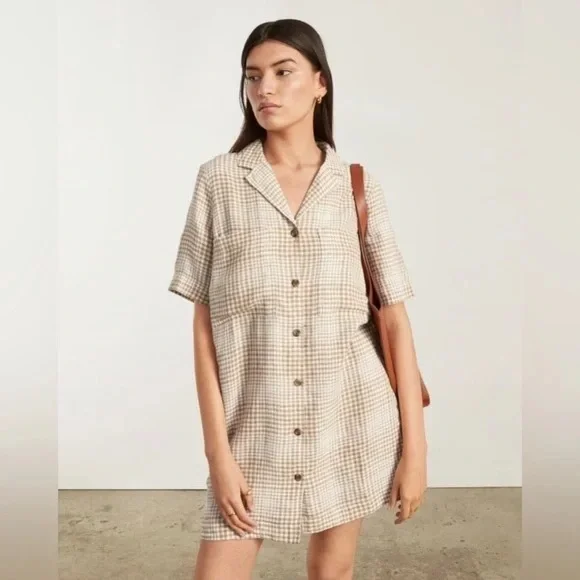 Everlane | Dresses | Everlane Workwear Plaid Linen Shirt Dress Size Xs |  Poshmark